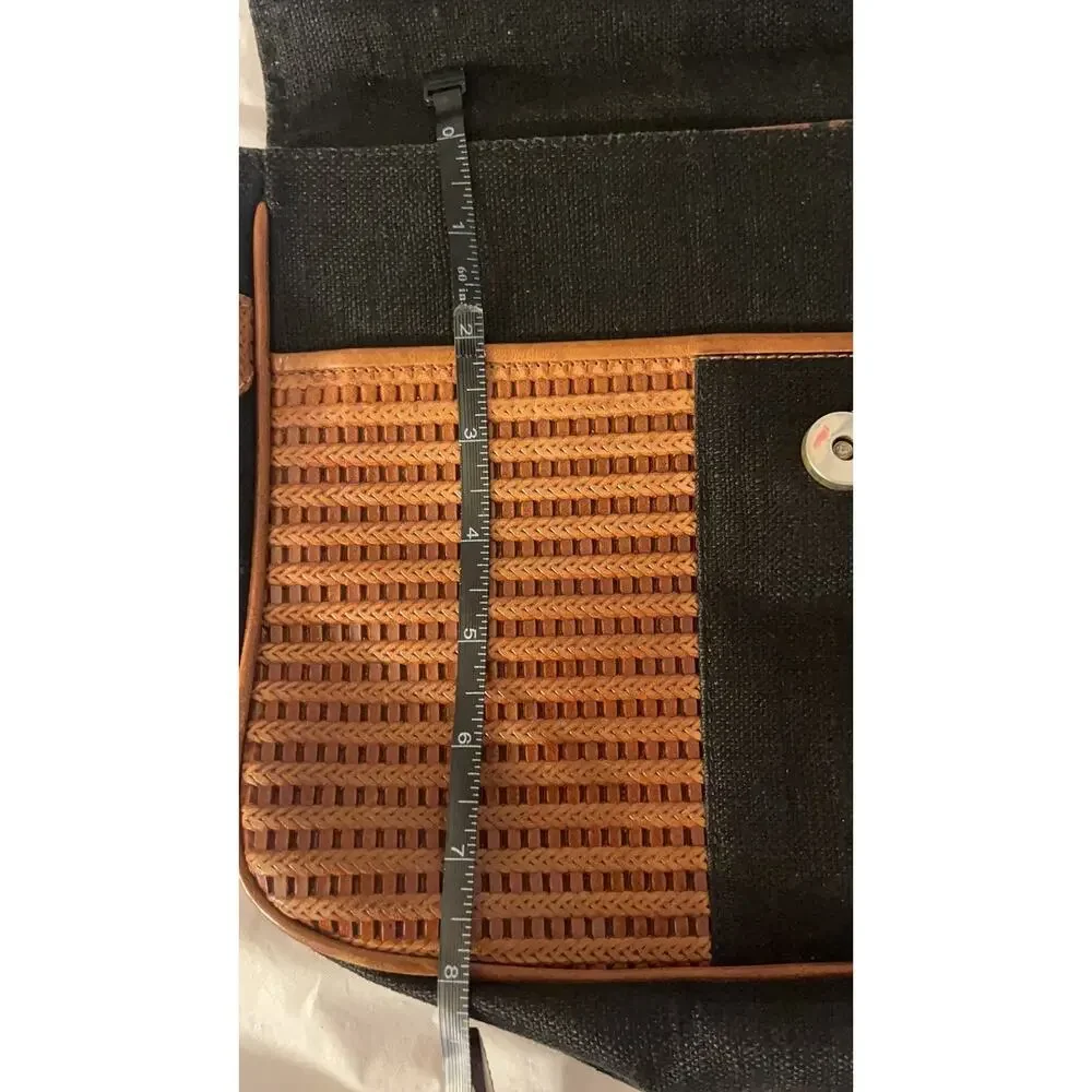 Vintage Tribout Crossbody Bag -Leather and canvas/Jeans Black and Brown